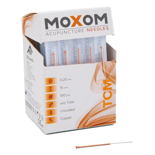 Aiguilles d’acupuncture MOXOM TCM 100 unités (sans revêtement de silicone) 0,20 x 15 mm, 1022100, Uncoated Acupuncture Needles