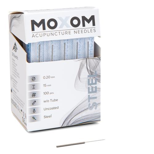 MOXOM Steel  - 0,20 x 15 mm - non enrobé - 100 aiguilles d'acupuncture, 1022120, Uncoated Acupuncture Needles