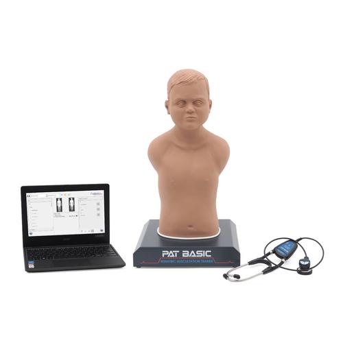 PAT Basic® - Mannequin d'auscultation pédiatrique à prix abordable avec ordinateur portable, peau claire, 1023423, Auscultation