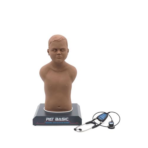 PAT Basic® - Mannequin d'auscultation pédiatrique à prix abordable avec ordinateur portable, peau sombre, 1023424, Auscultation