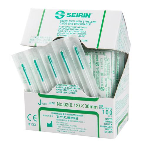 SEIRIN ® type J – 0,12 x 30 mm, vert-foncé, 100 pièces par boîte., 1002412 [S-J1230], Silicone-Coated Acupuncture Needles