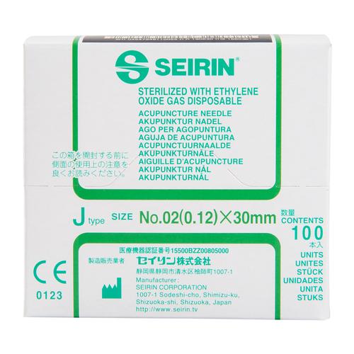 SEIRIN ® type J – 0,12 x 30 mm, vert-foncé, 100 pièces par boîte., 1002412 [S-J1230], Silicone-Coated Acupuncture Needles