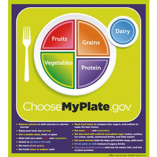 Affiche MyPlate avec phrases clés, 1018319 [W44791P], Education alimentaire et nutritionnelle